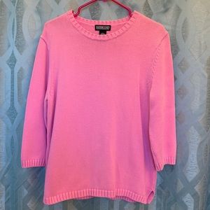 Lands’ End women’s pink size Large 3/4 sleeve 100% Baumwolle sweater,